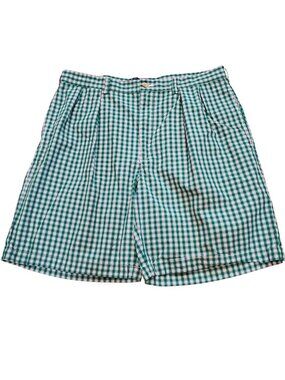 POLO by RALPH LAUREN SZ 38 Men's Vintage 90s Green Plaid Pleated Shorts